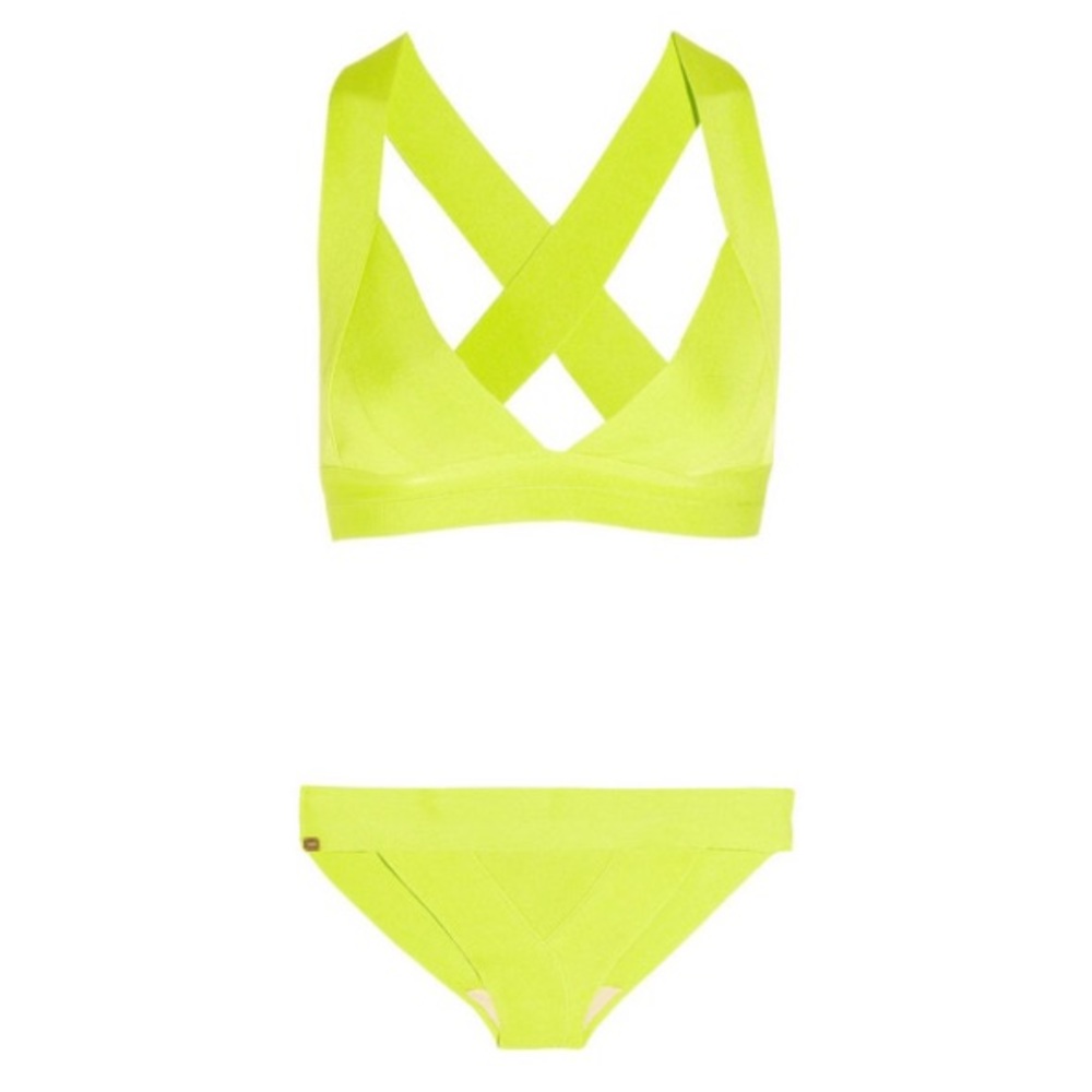 Herve Leger bandage swimsuit in lemon